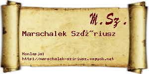 Marschalek Szíriusz névjegykártya